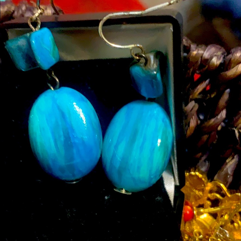 beaded dangle earrings turquoise